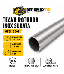Teava rotunda inox sudata AISI 304, 38.1 x 1.5 mm, 6 metri